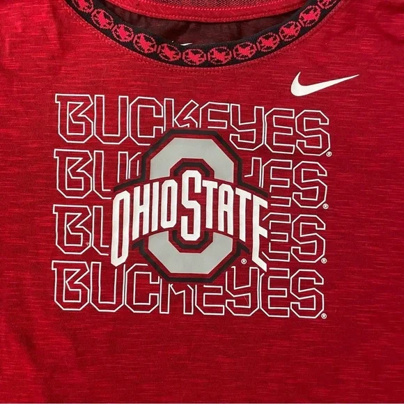 Nike Womens OSU Ohio State Buckeyes Crop Top Shirt Size XXL Red 2X Dri-Fit - Picture 4 of 10